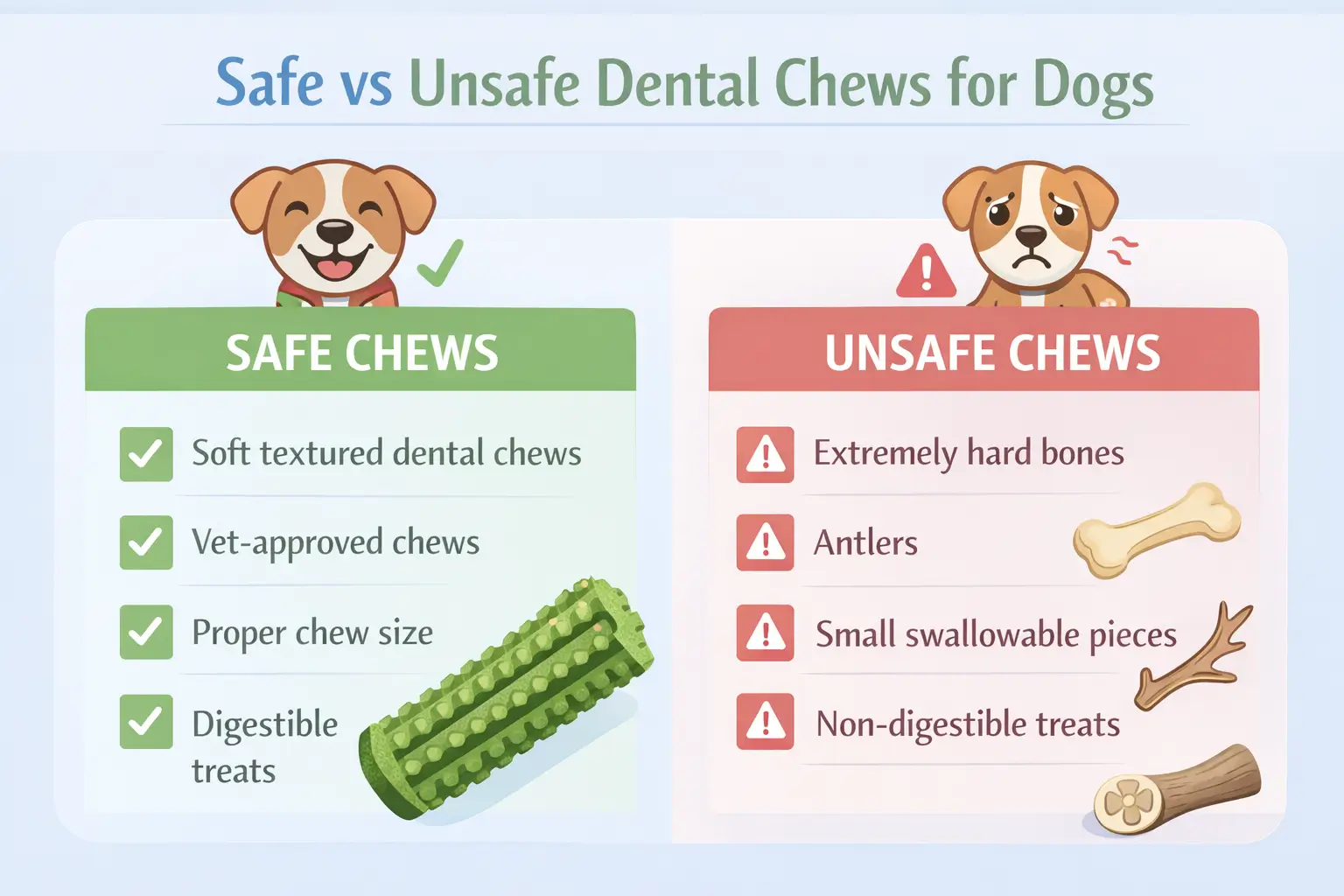 safe vs unsafe dental chews for dogs 