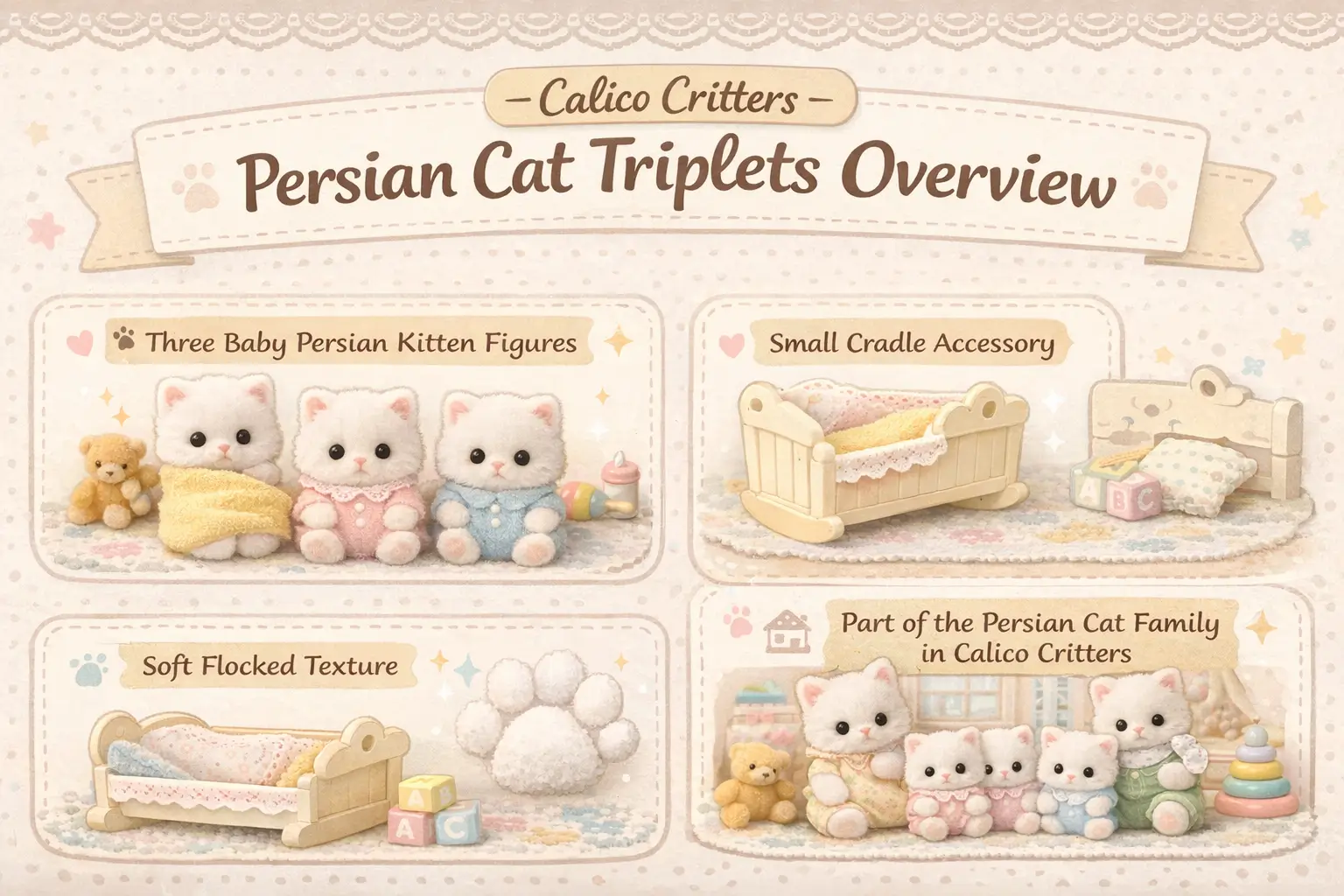 Calico Critters Persian Cat Triplets 