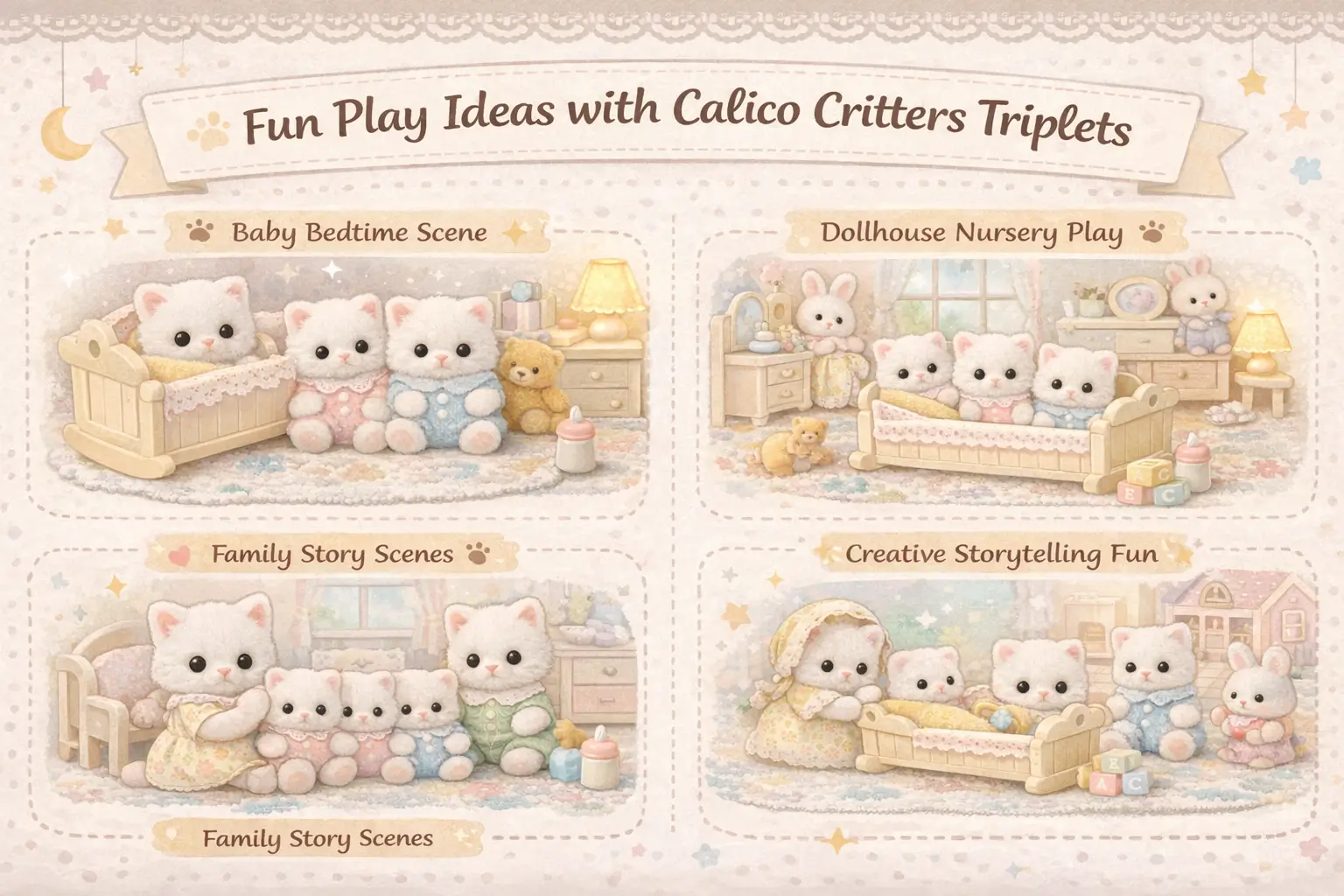 Calico Critters Persian Cat Triplets 