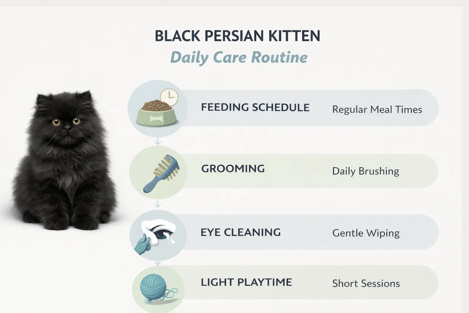 Black Persian kitten daily care guide