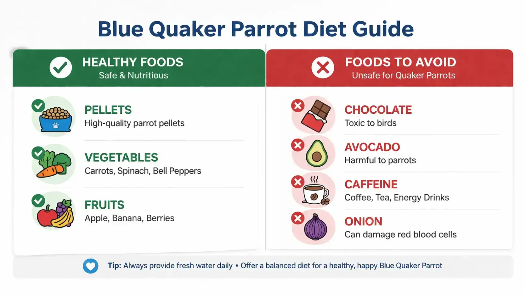 Blue Quaker parrot diet guide
