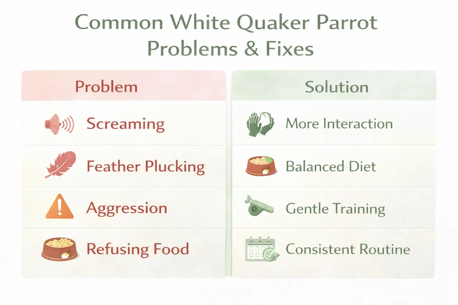Common White Quaker Parrot care fixes