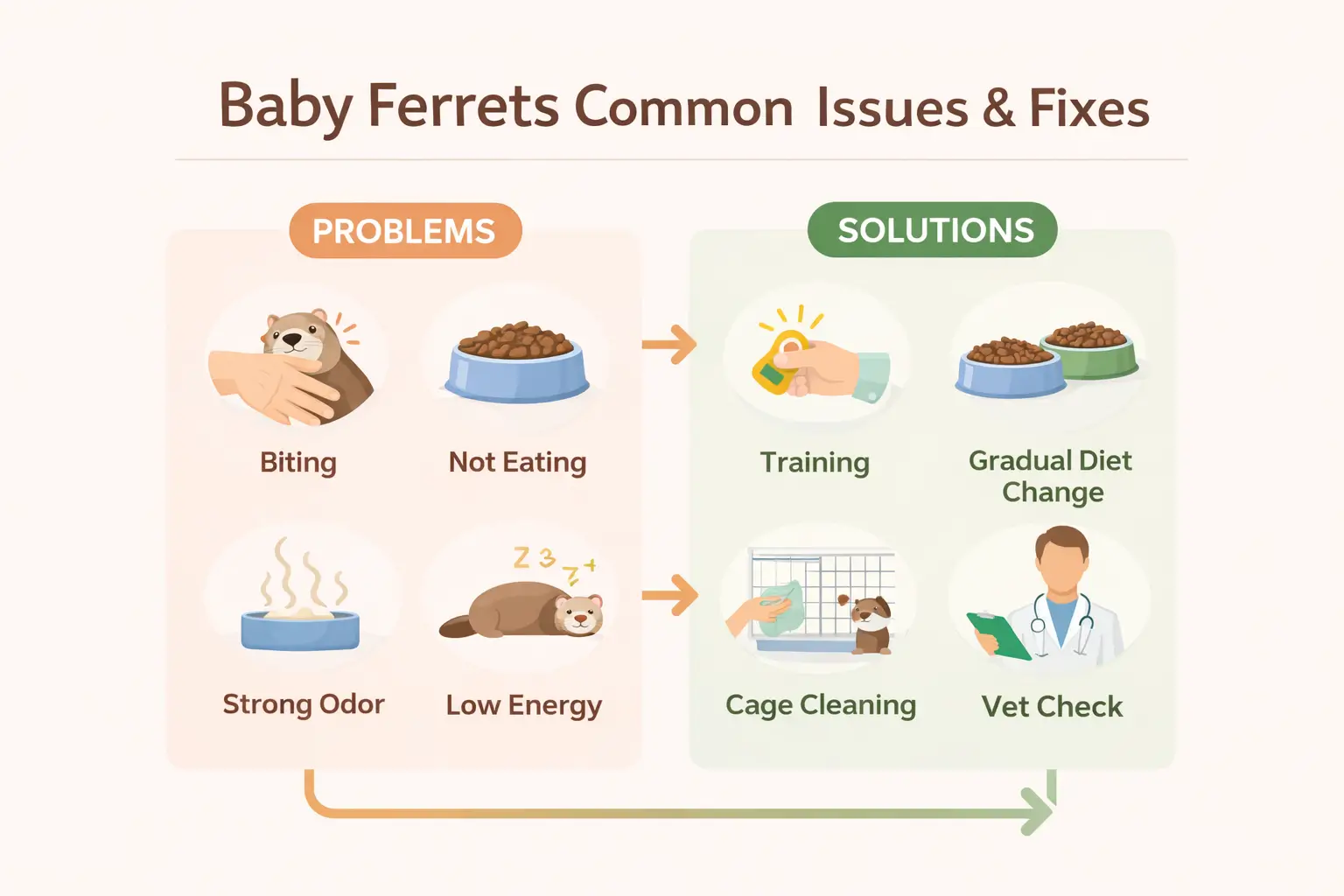 Common issues and solutions for baby ferrets