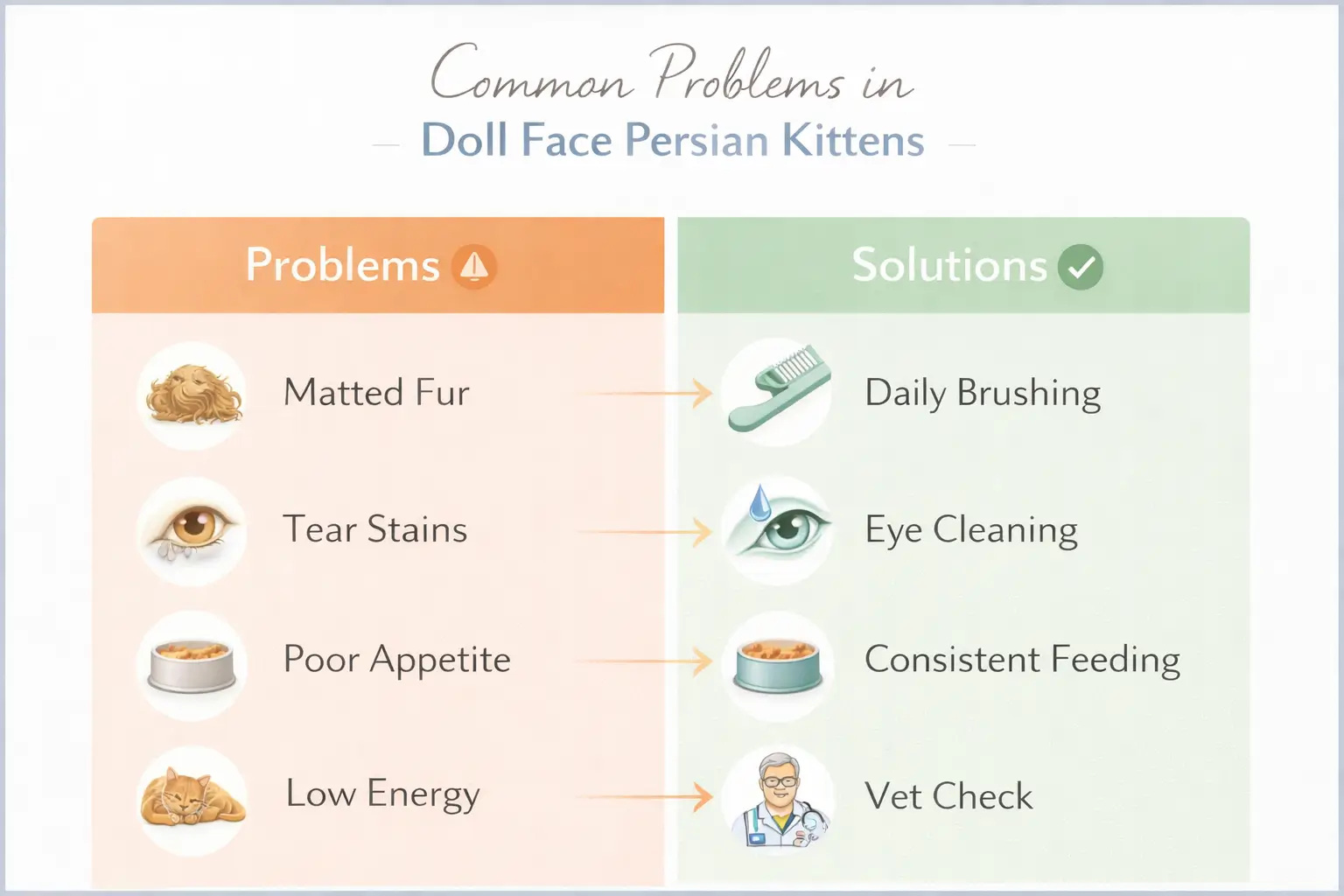 Common problems in doll face Persian kittens
