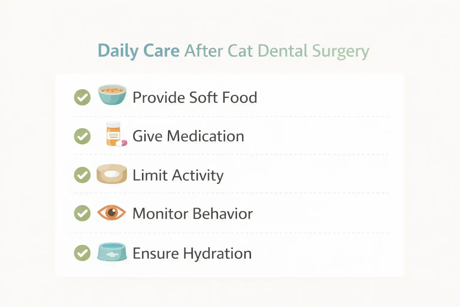 Daily care after cat dental surgery