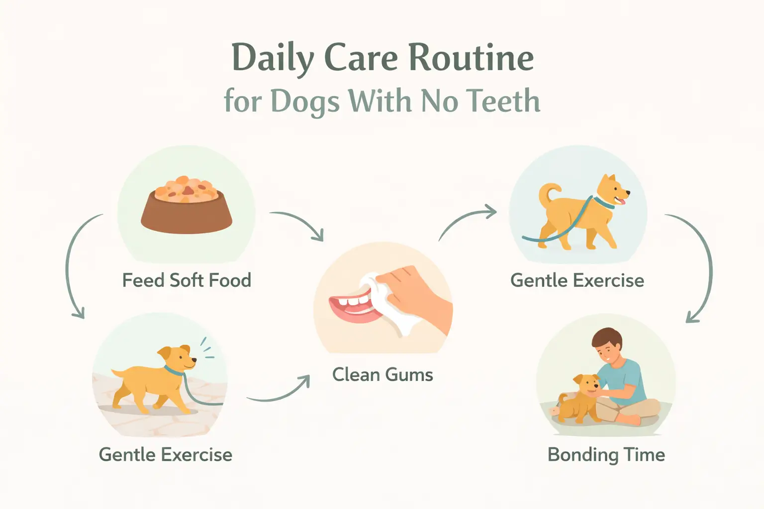 Daily care routine for toothless dogs