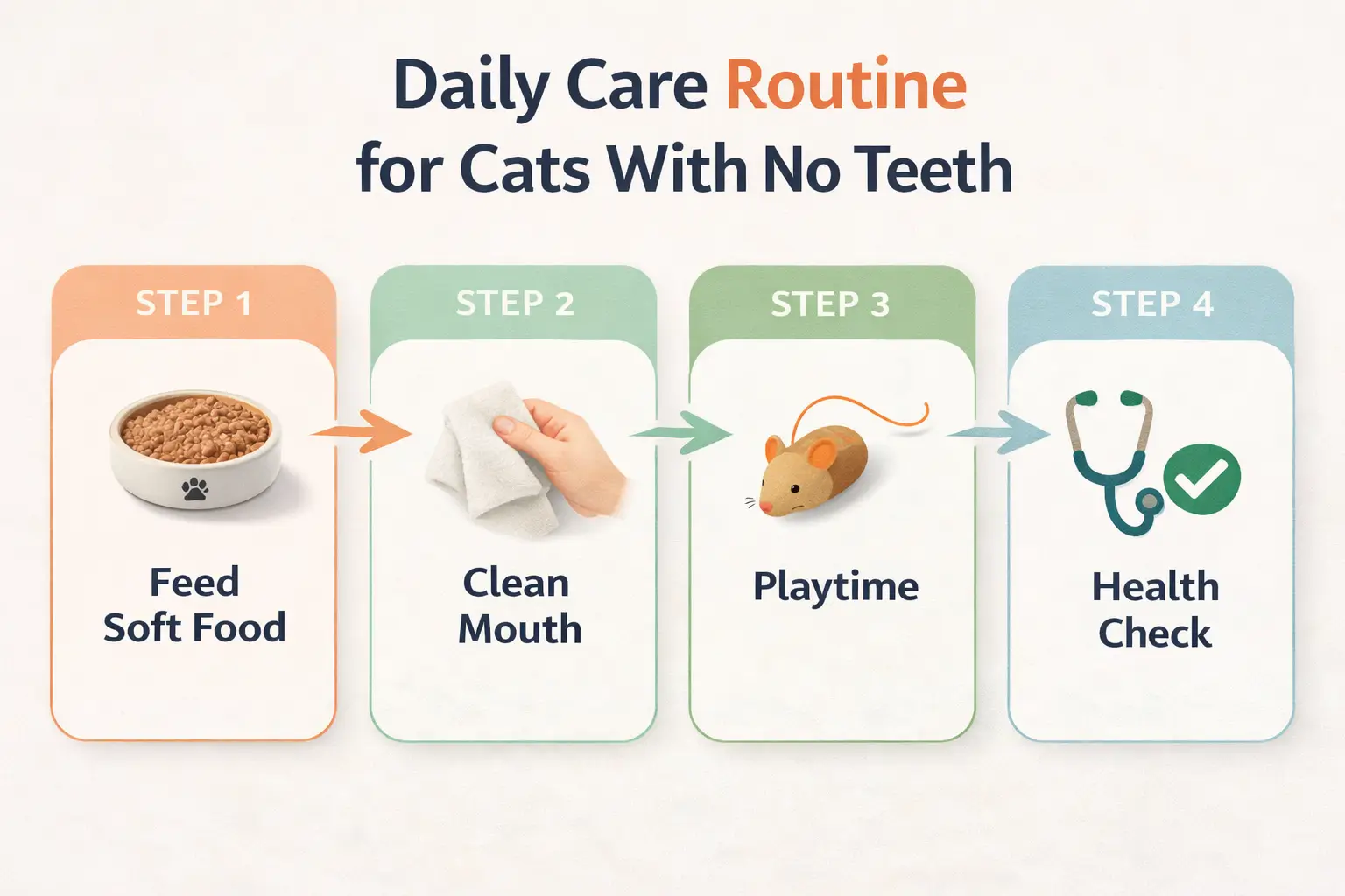 Daily routine for toothless cats