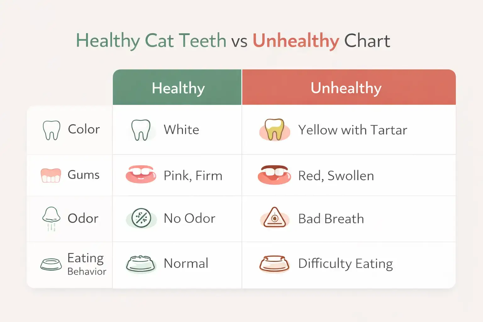 Healthy vs unhealthy cat teeth comparison