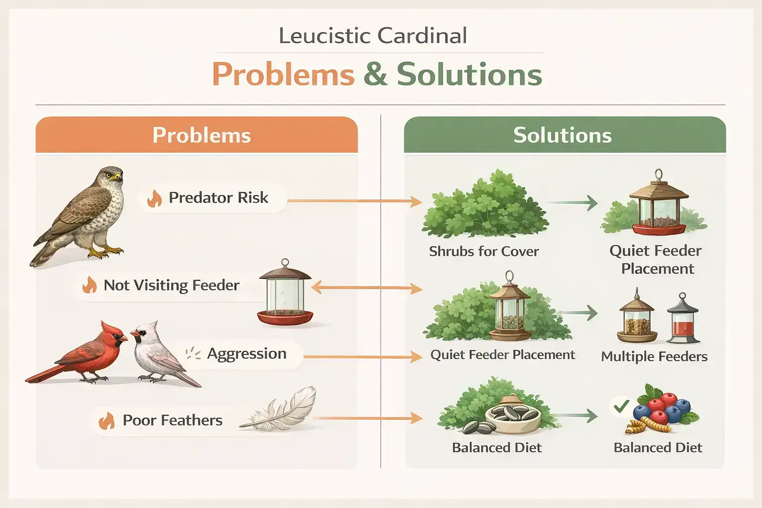 Leucistic cardinal problems and solutions