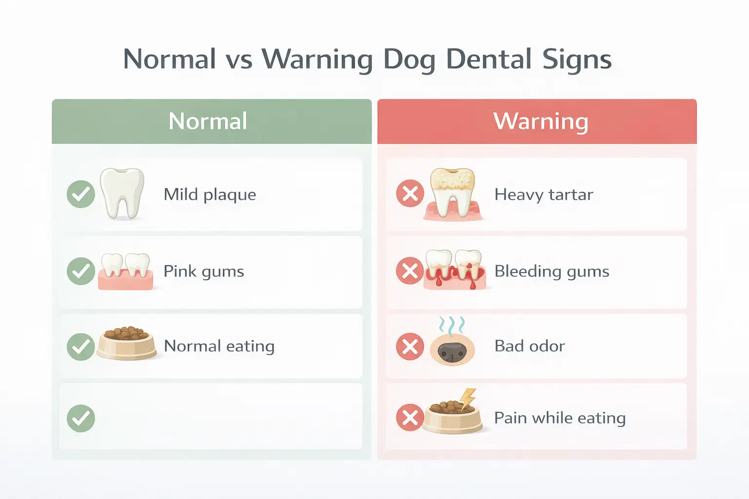 Normal vs warning dog dental signs