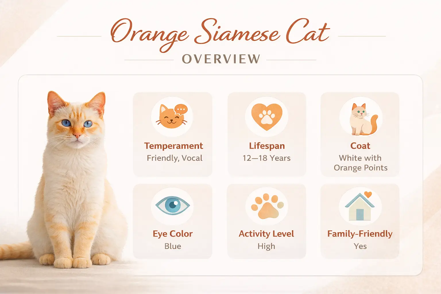 Orange Siamese cat overview