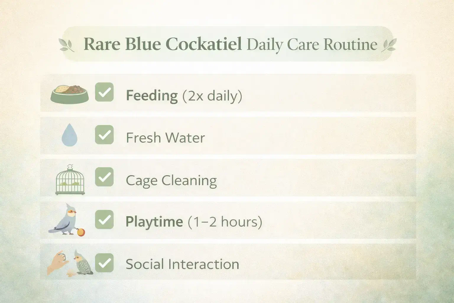 Rare blue cockatiel care checklist