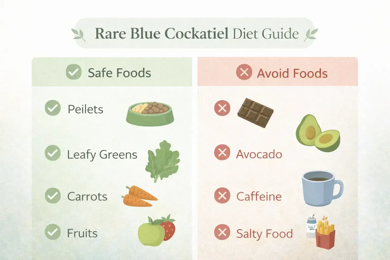 Rare blue cockatiel diet guide