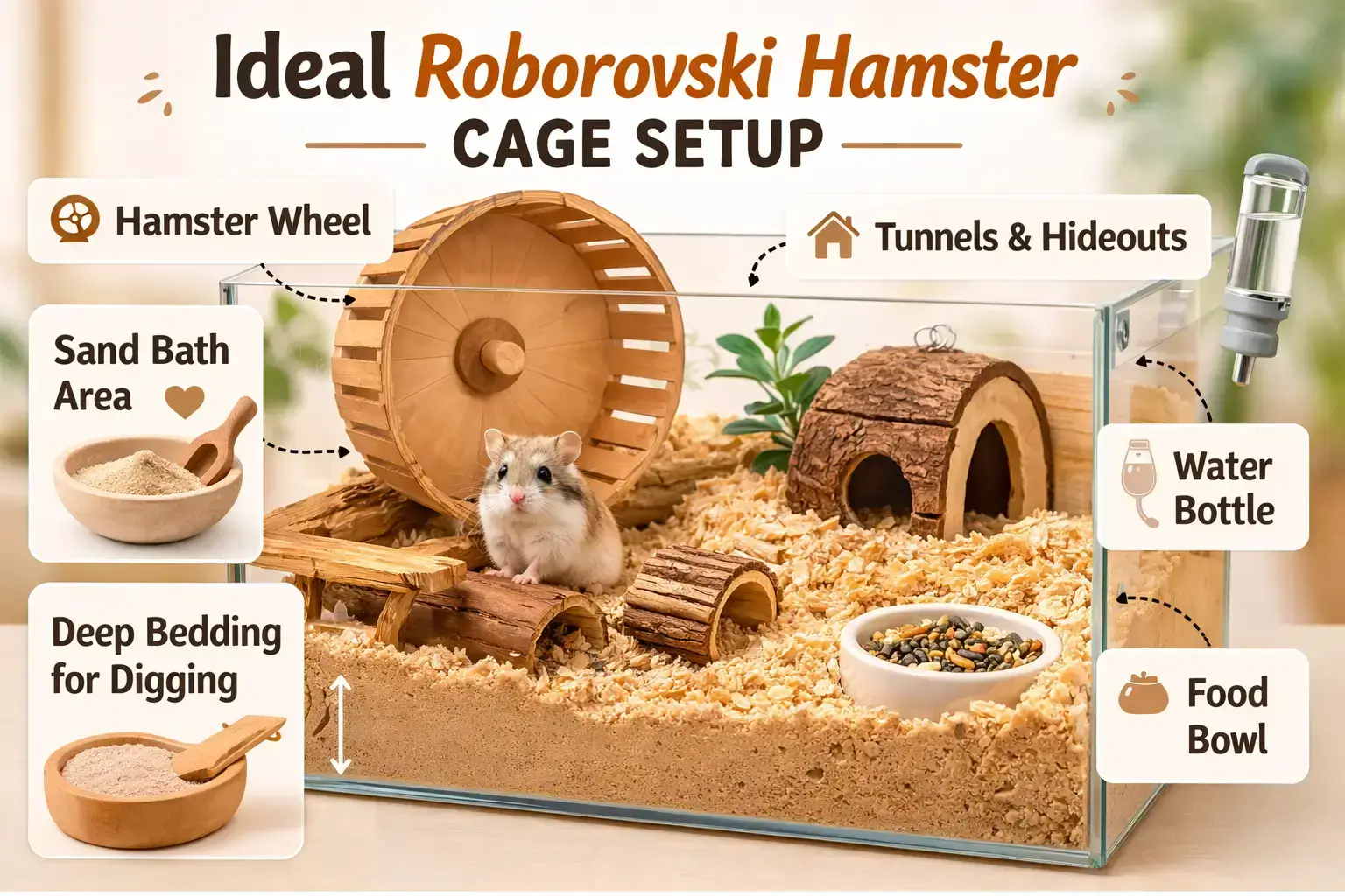 Roborovski Hamster cage setup