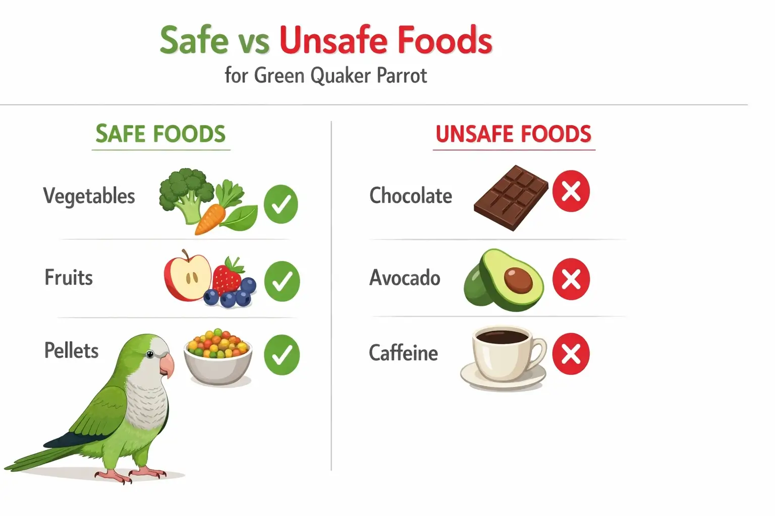 Safe and unsafe foods for parrots