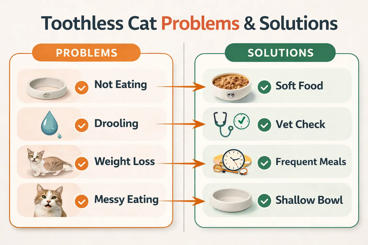 Toothless cat care issues and fixes