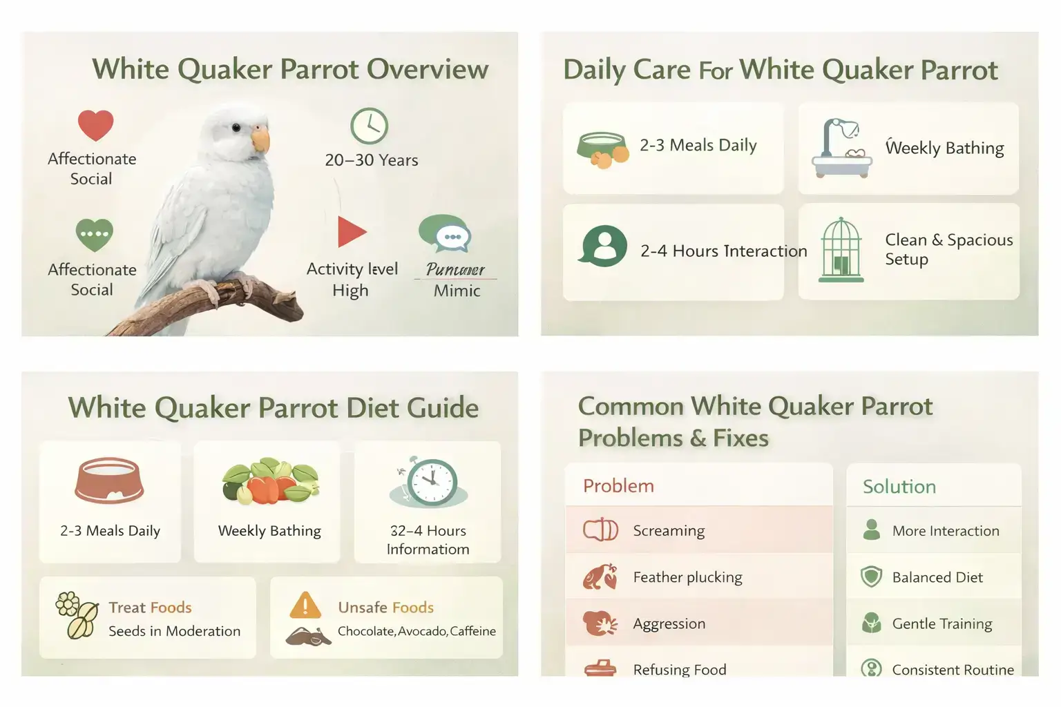White Quaker parrot care guide