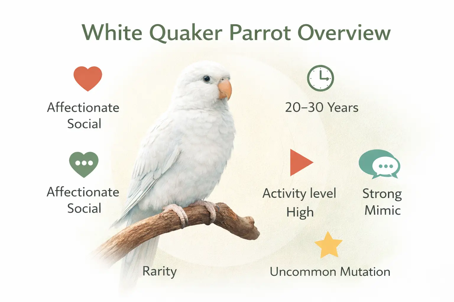 White Quaker parrot overview
