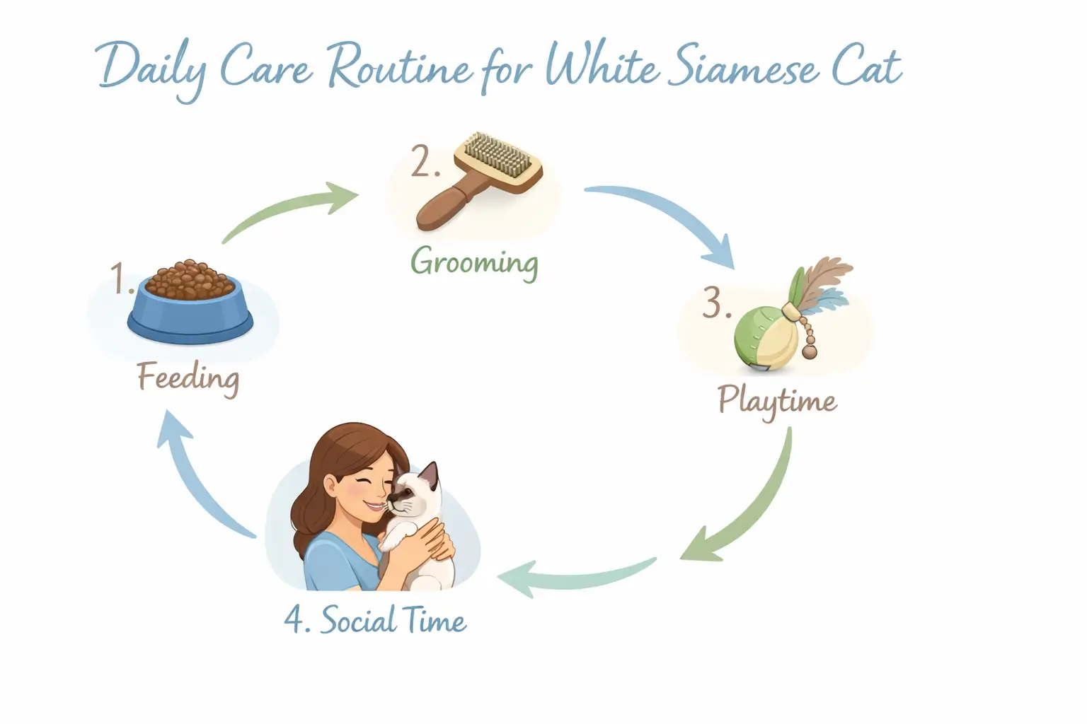 White Siamese cat care routine