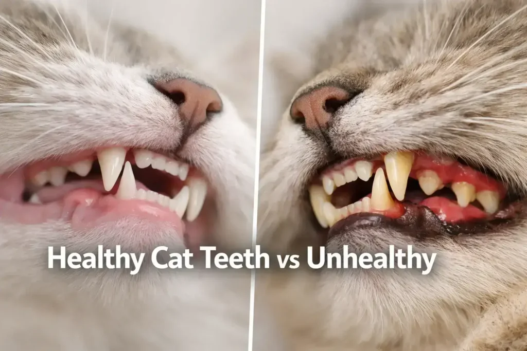 healthy cat teeth vs unhealthy