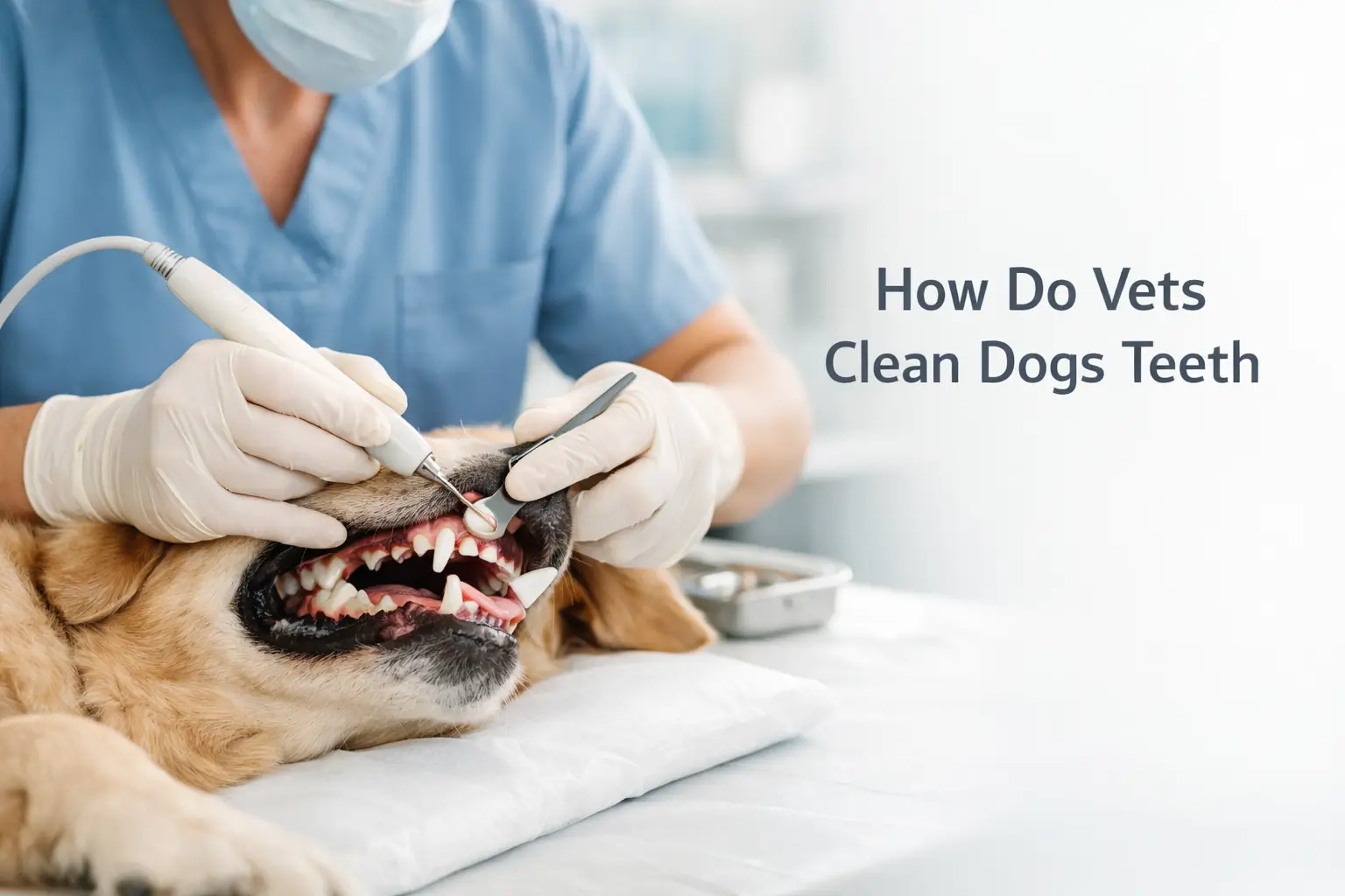 how do vets clean dogs teeth
