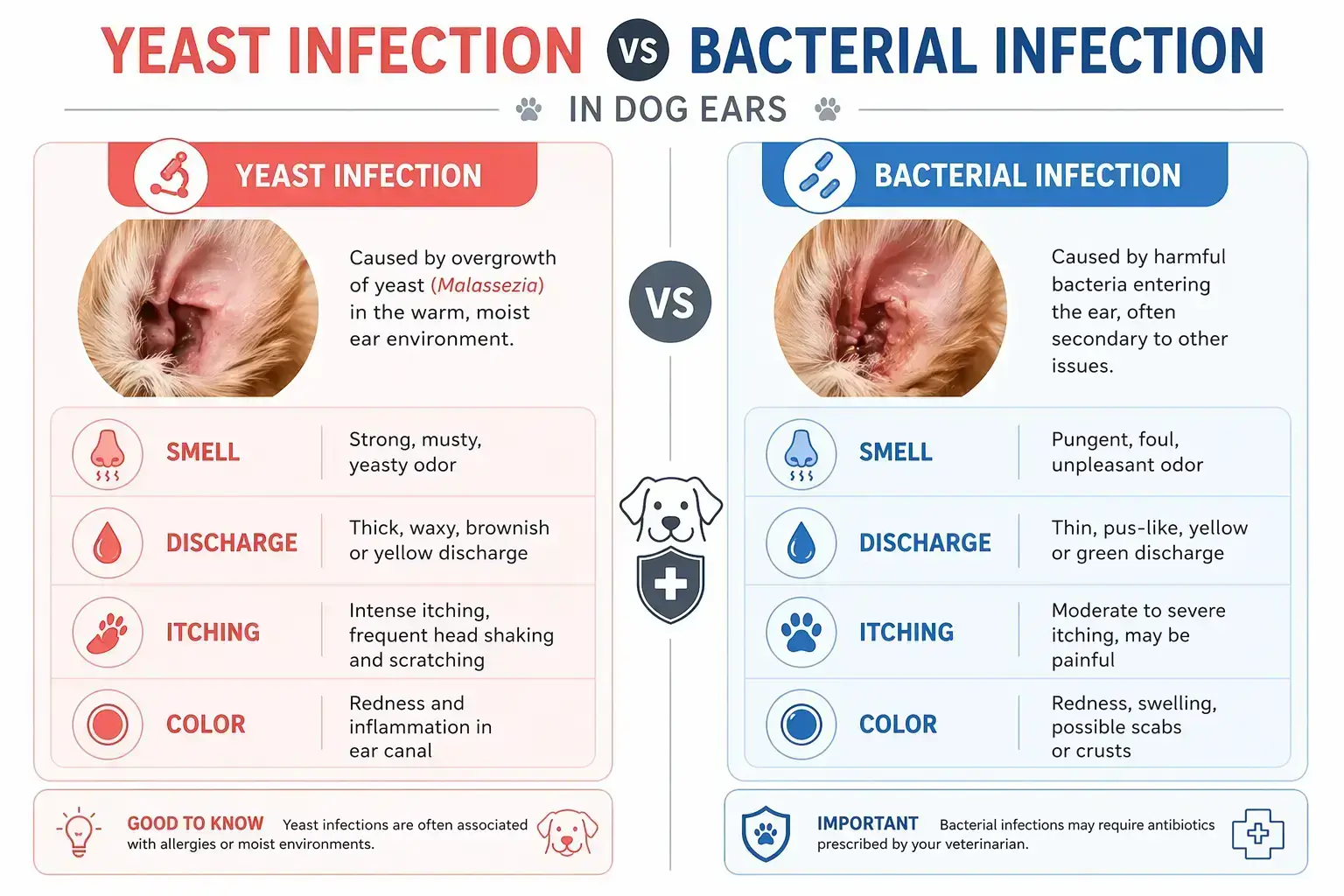 Bacterial vs yeast infection dog ear