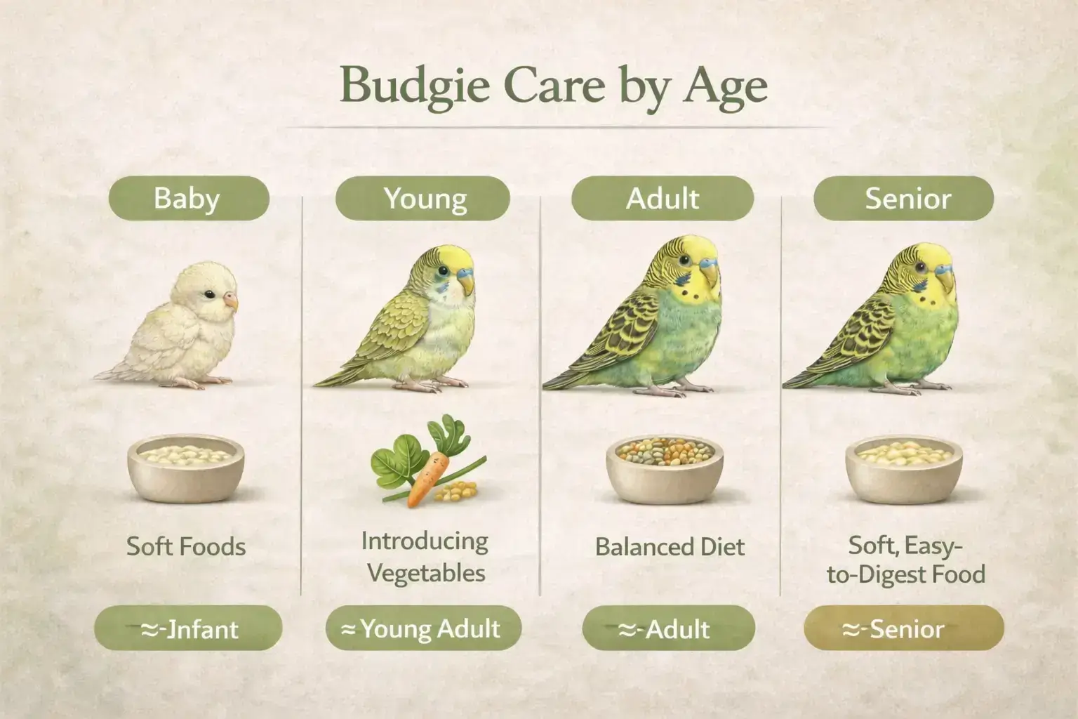 Budgie care through the ages