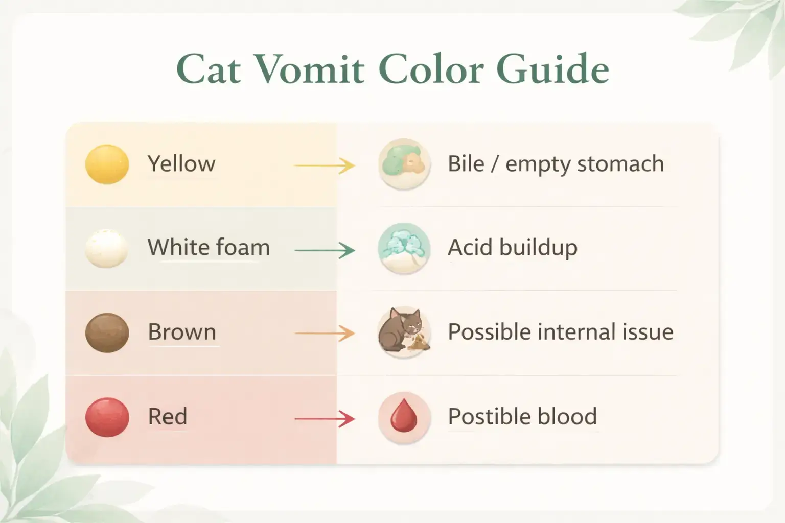 Cat Vomit Color Guide