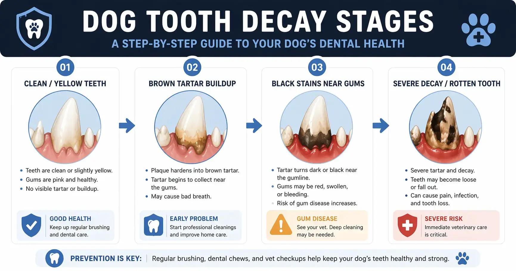 Dog tooth decay stages