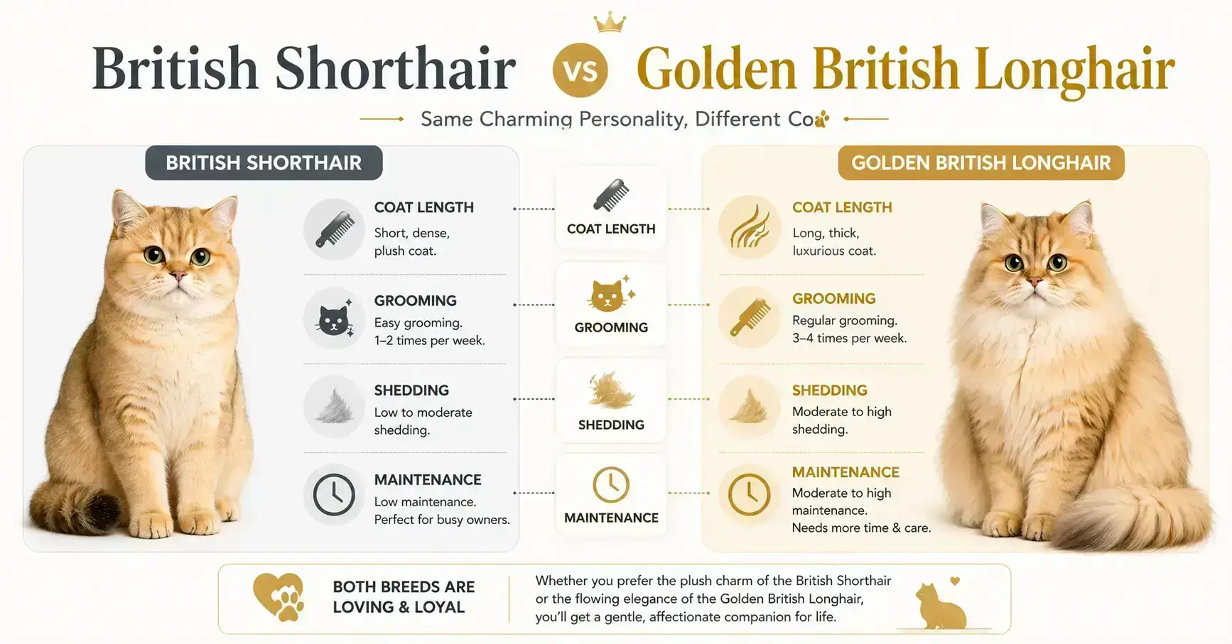 Golden British Longhair vs British Shorthair