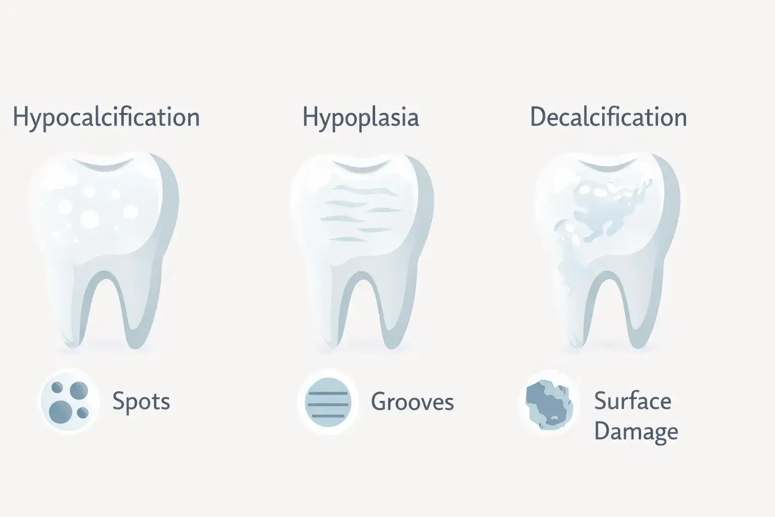 Hypocalcification vs Hypoplasia vs Decalcification