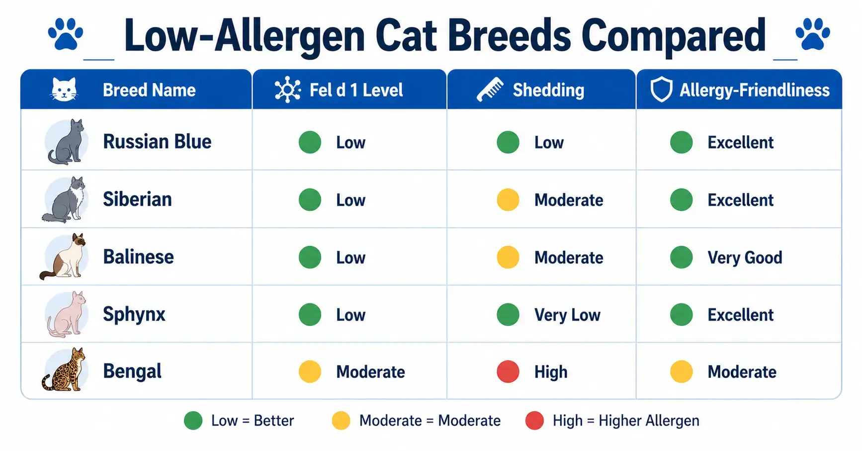 Low-Allergen Cat Breeds Compared