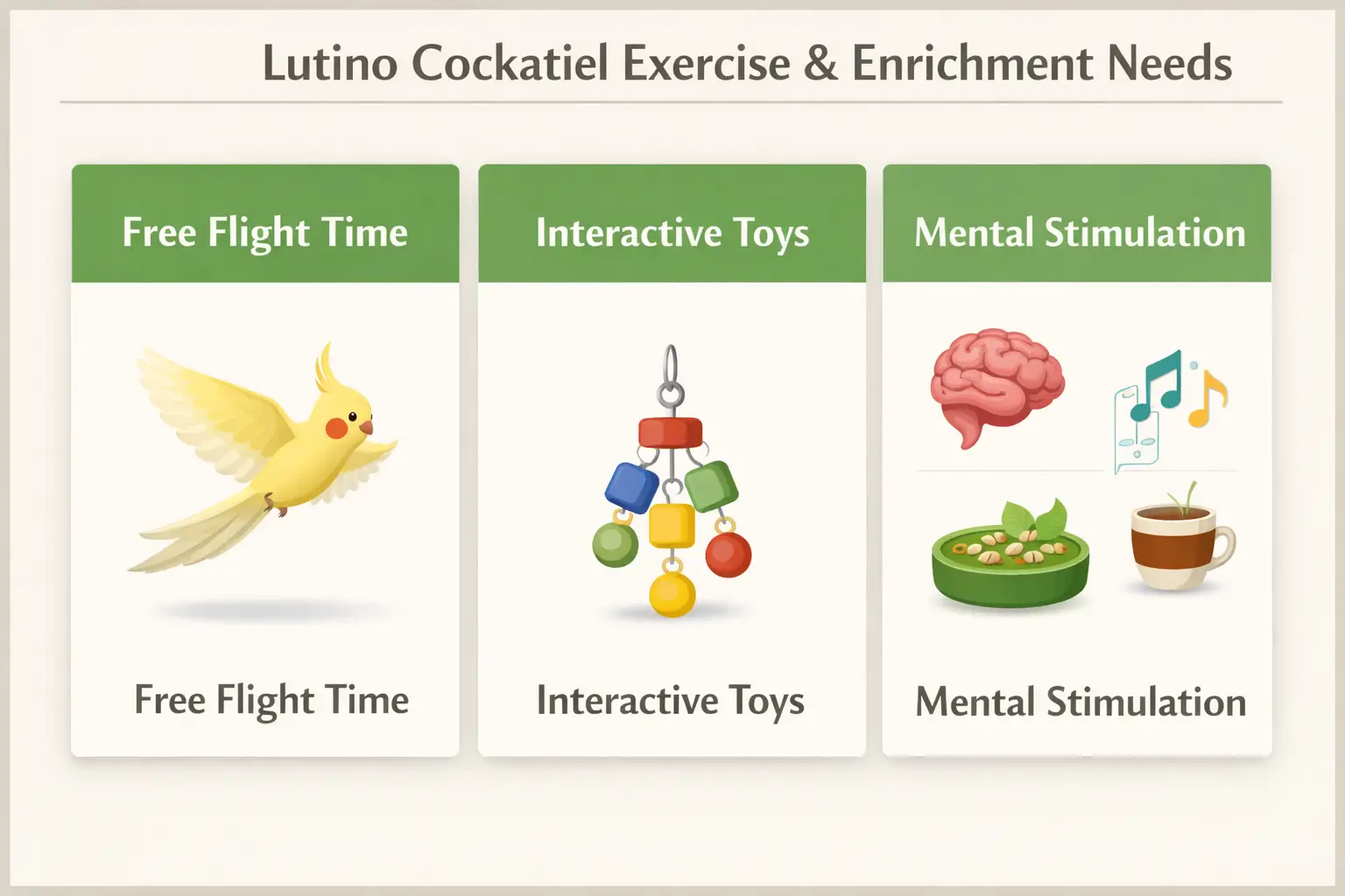 Lutino Cockatiel Exercise & Enrichment Needs