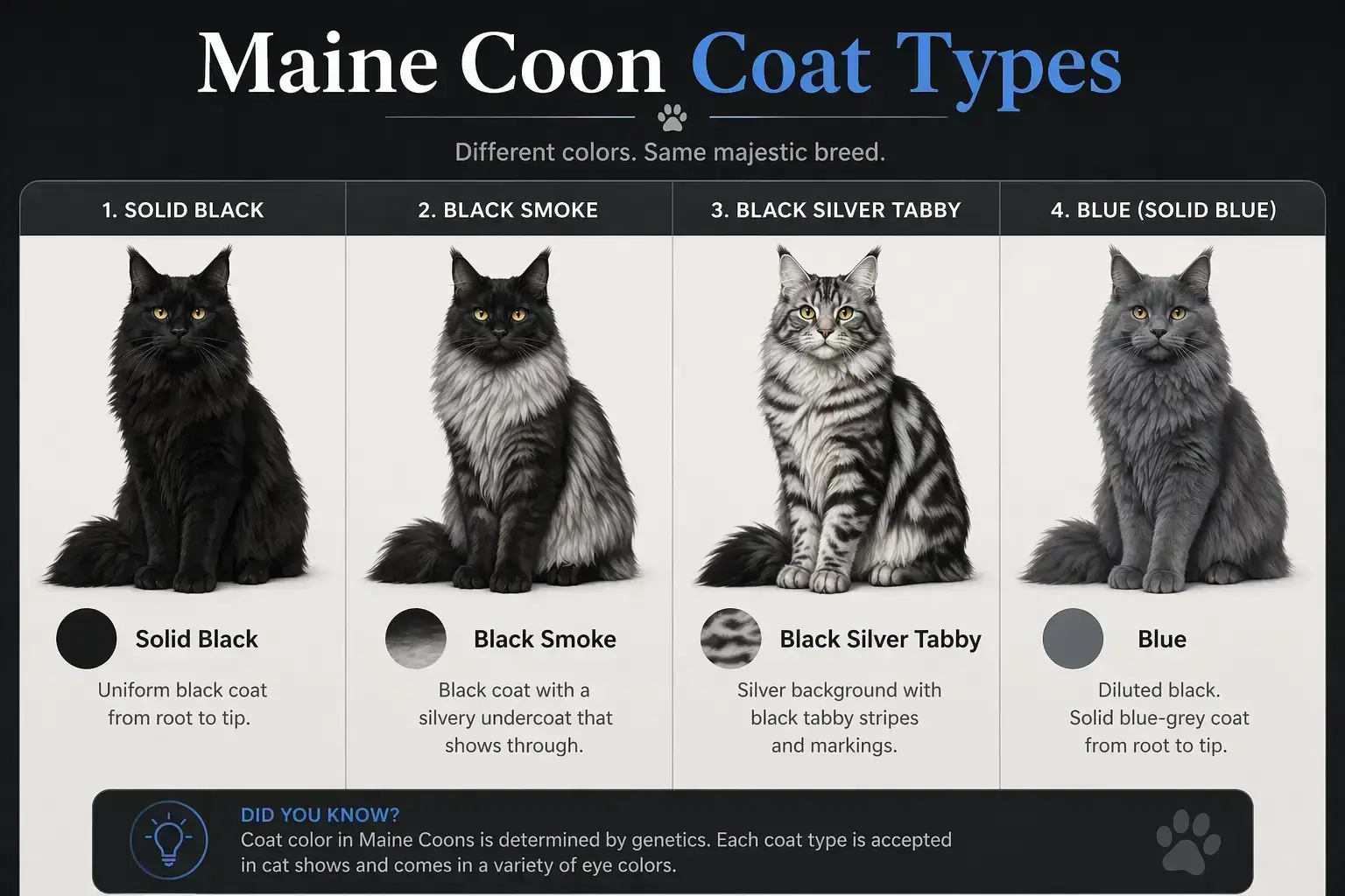 Maine Coon Color Variations Comparison