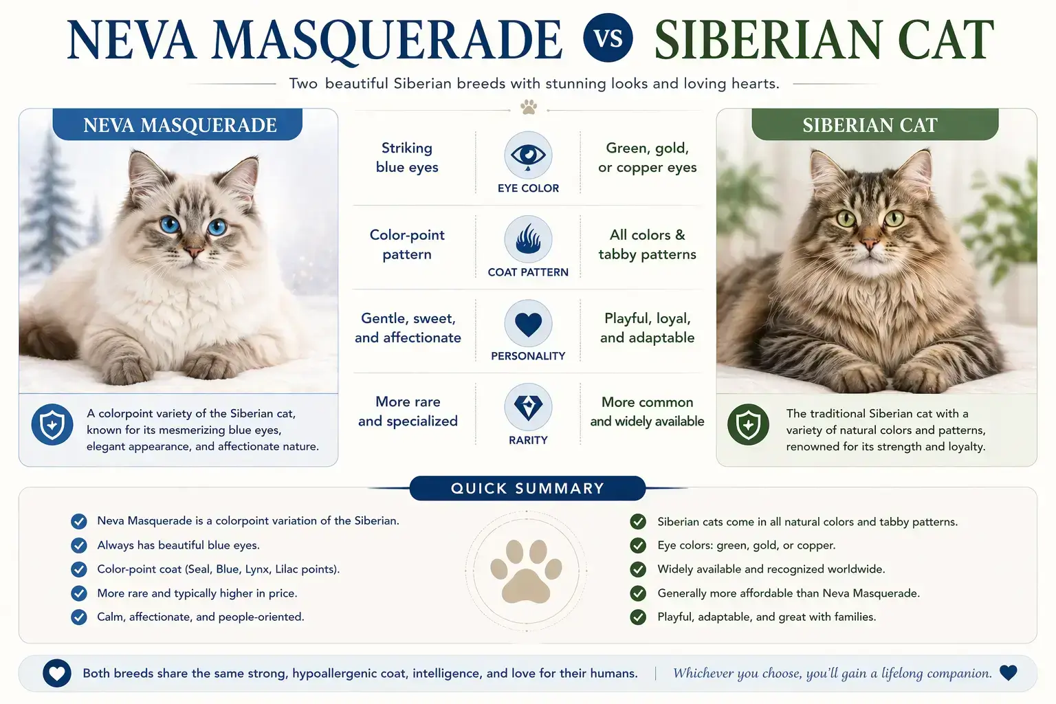 Neva Masquerade vs Siberian Cat