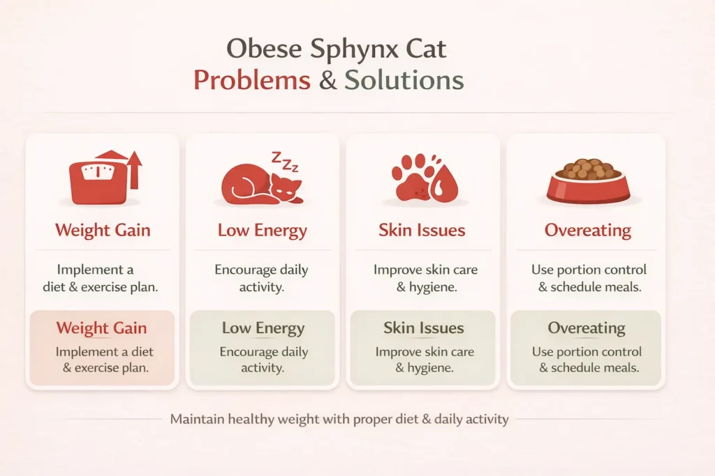 Obese Sphynx cat problems and solutions