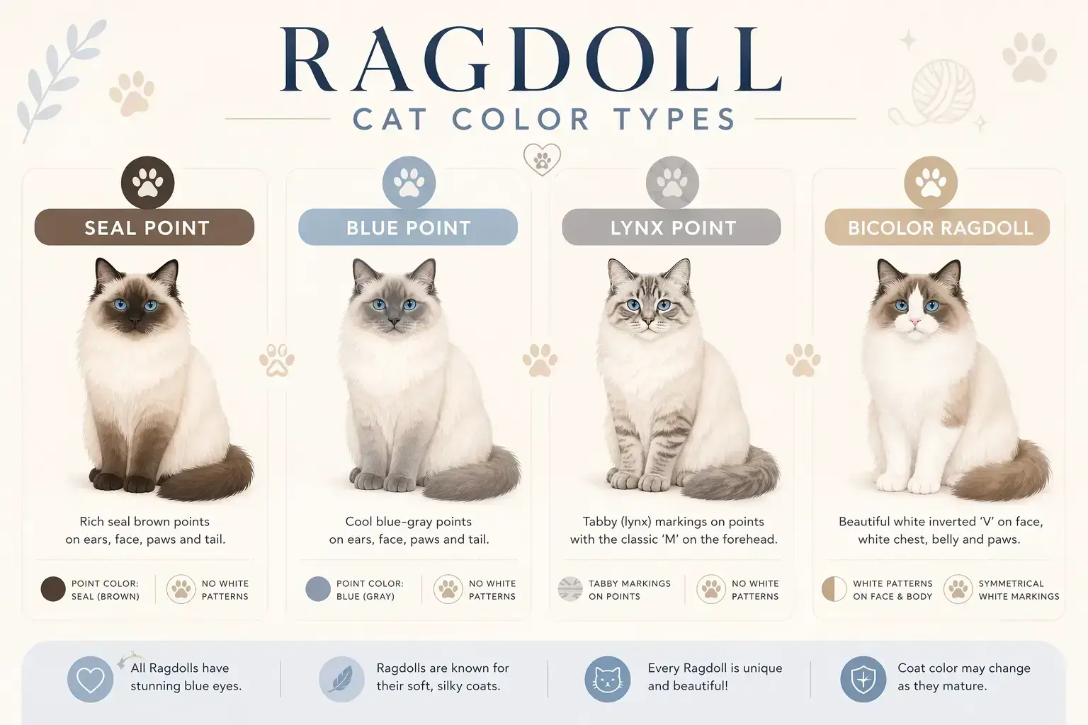 Ragdoll cat colors overview