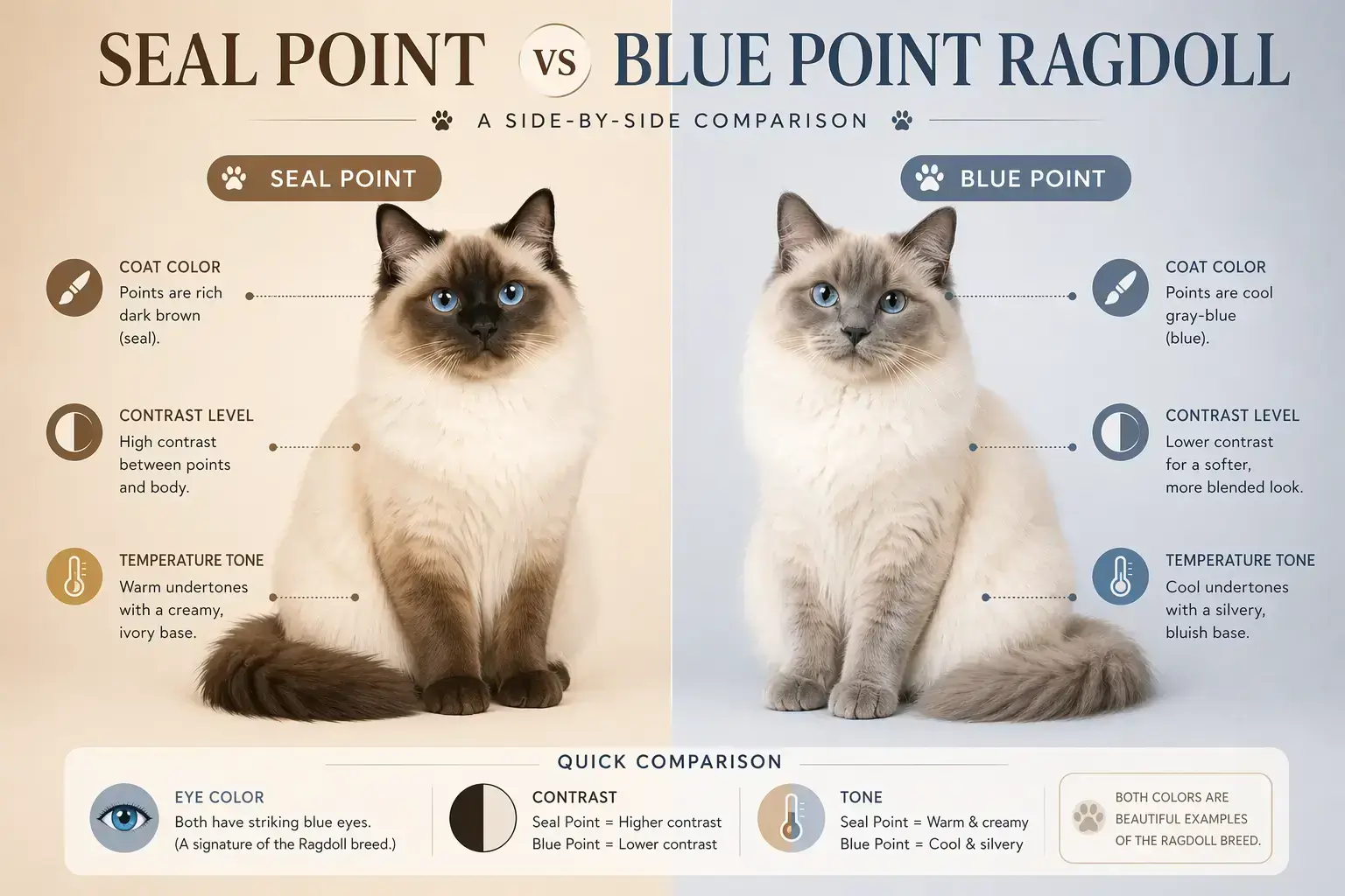 Seal point vs blue point ragdoll
