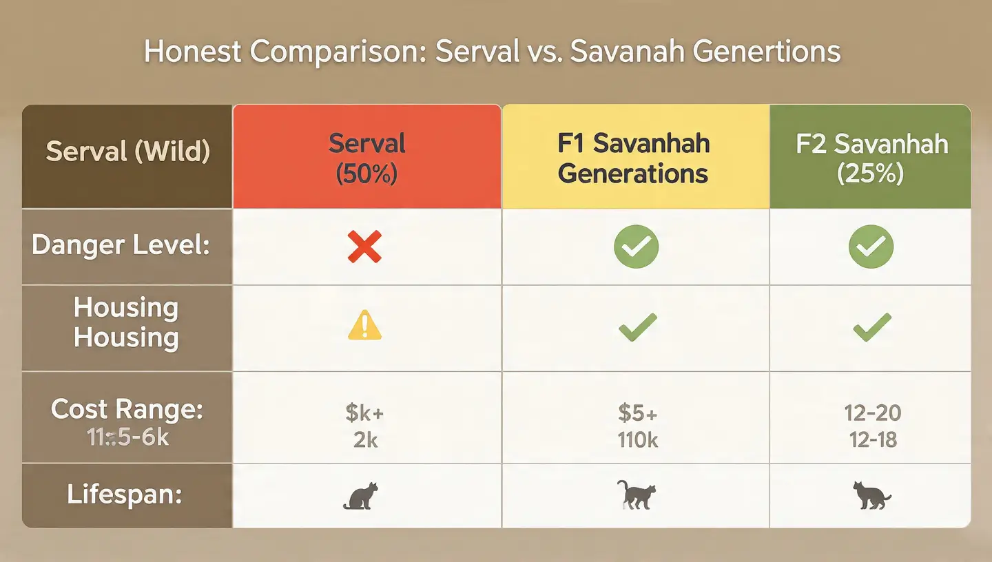 Serval vs. F1 Savannah vs. F2 Savannah Comparison