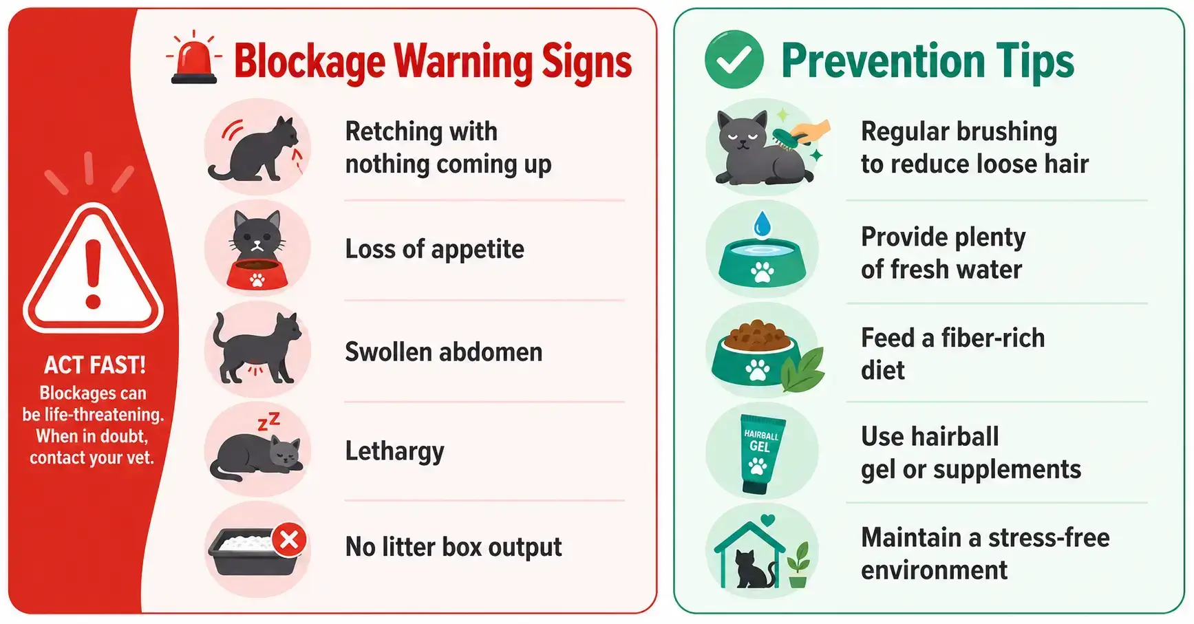 Warning signs of a hairball blockage