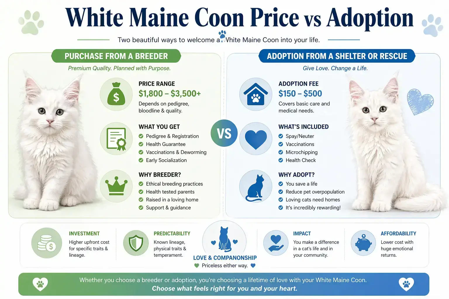 White Maine Coon Price vs Adoption