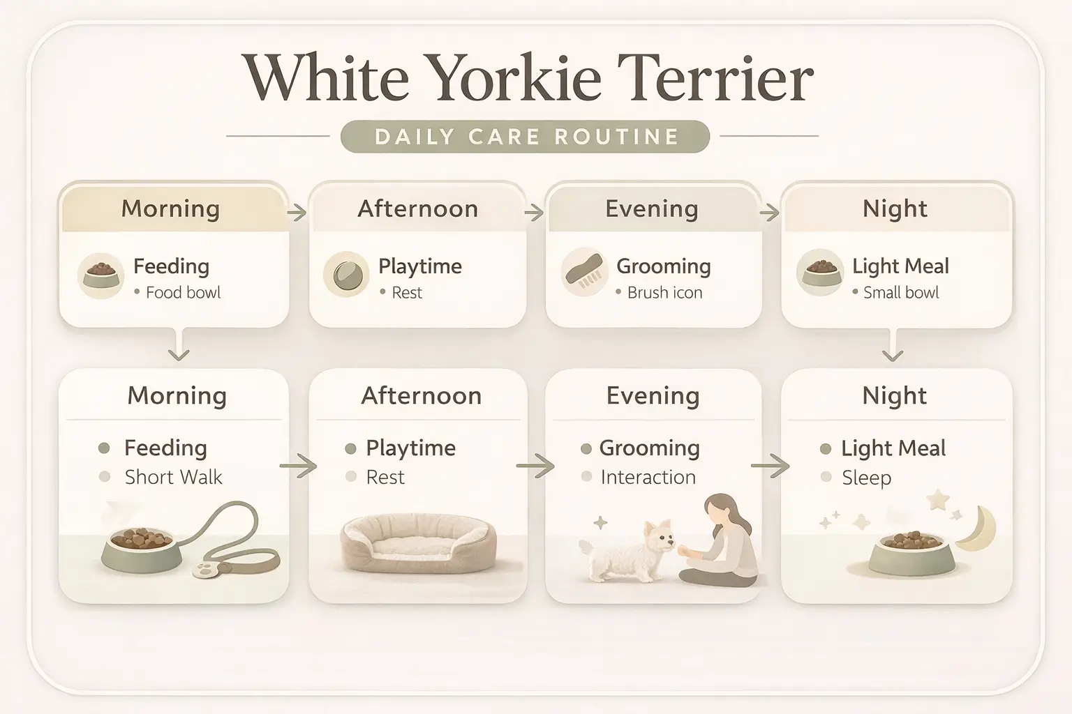 White Yorkie Terrier Daily Care Routine