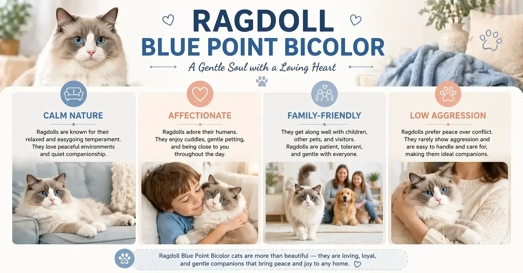 behavior of ragdoll blue point bicolor cats