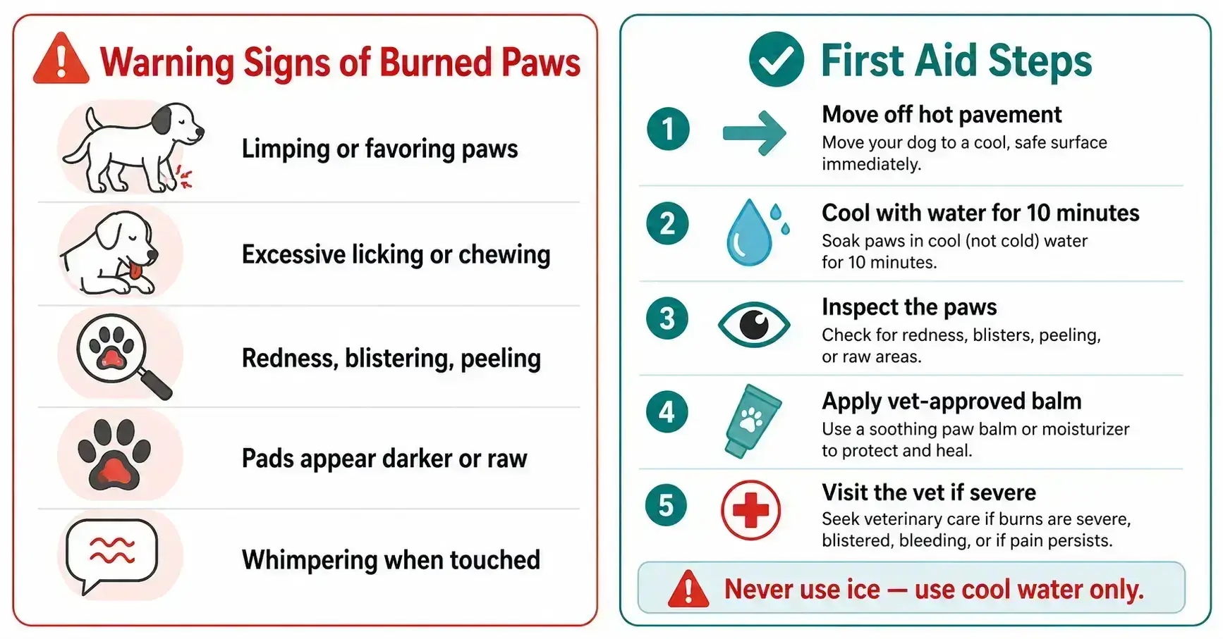 warning signs of burned dog paws