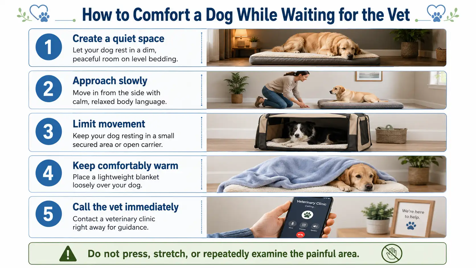 how to comfort a dog in pain waiting for the vet